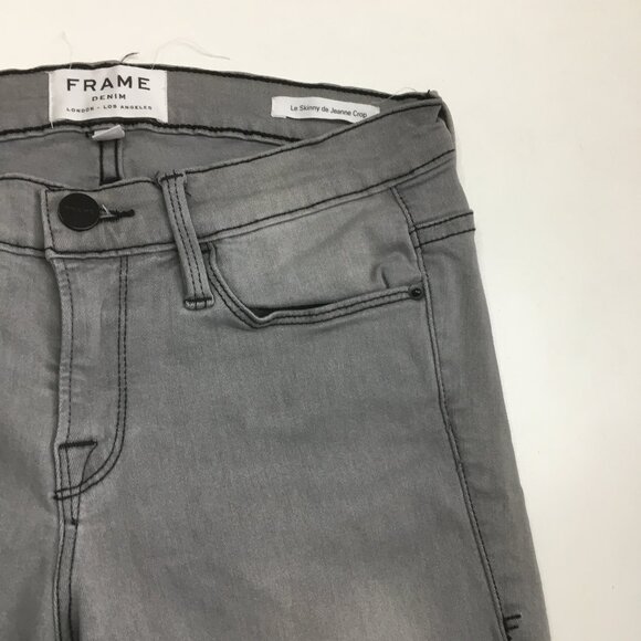 FRAME Denim Gray Westgate 5 Pocket Logo Hardware Le Skinny De Jeanne Crop Jeans - Picture 7 of 16